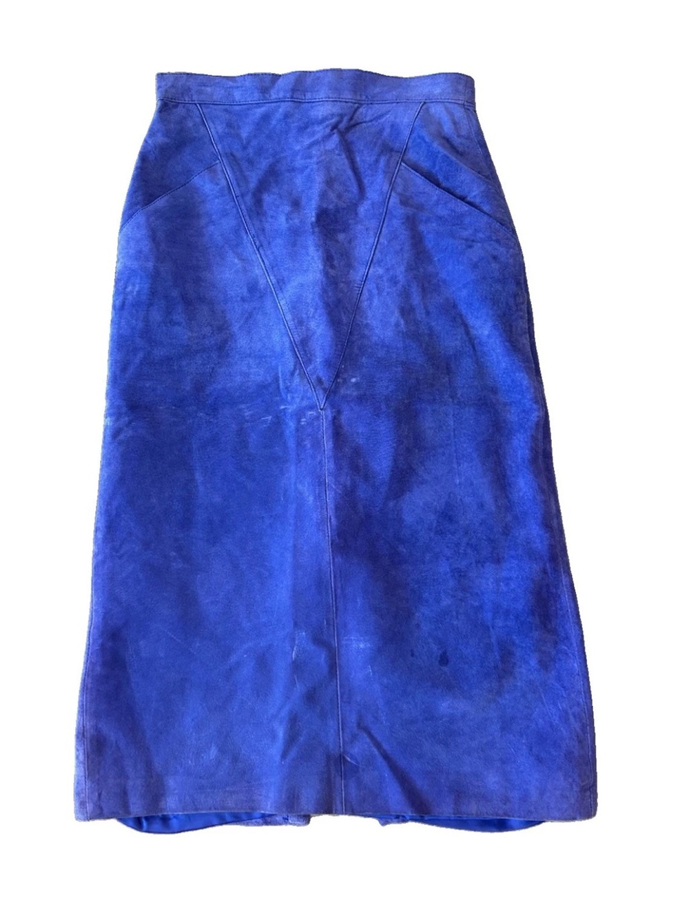 Vintage WINLIT Periwinkle Purple Suede Leather Midi Skirt Korea High Waist 7/8 - Picture 3 of 15